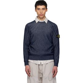 Stone Island Stone Island Navy 5100033 Plated Rib Cotton Bouclé Sweater