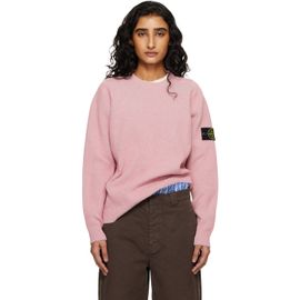 Stone Island Stone Island Pink 5100033 Plated Rib Cotton Bouclé Sweater