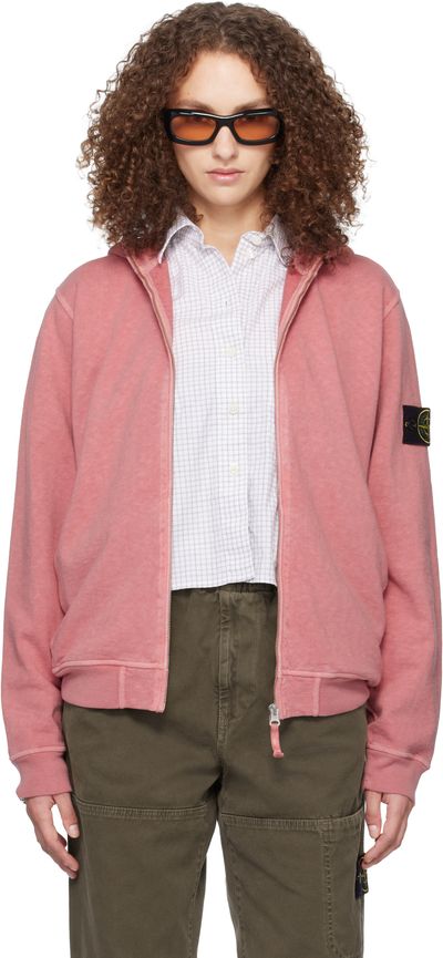 Stone Island Stone Island Pink 6100032 Malfilé Fleece Old Effect Hoodie