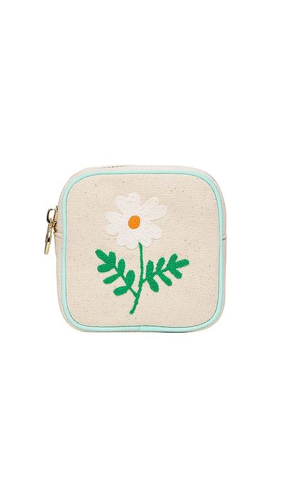 Stoney Clover Lane Stoney Clover Lane Hand Embroidered Daisy Canvas Mini Pouch