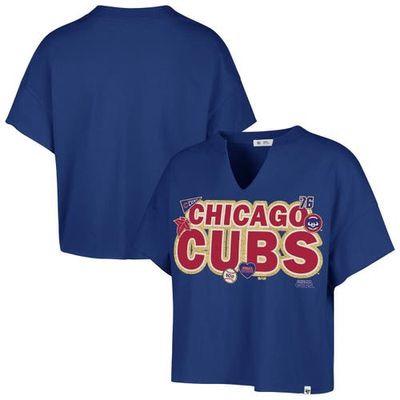 Stoney Clover Lane X '47 Stoney Clover Lane X '47 Women's '47 x Stoney Clover Lane Royal Chicago Cubs Oversized Notch Neck T-Shirt 