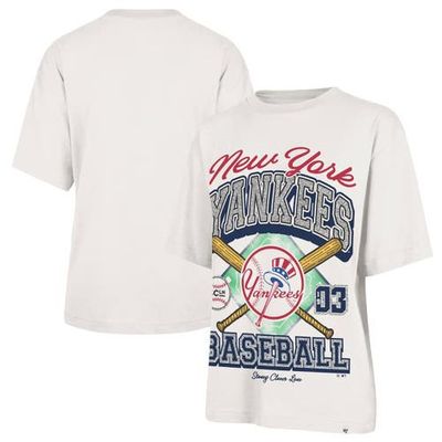 Stoney Clover Lane X '47 Stoney Clover Lane X '47 Women's '47 x Stoney Clover Lane Sand New York Yankees Crossover Base Foundation T-Shirt 