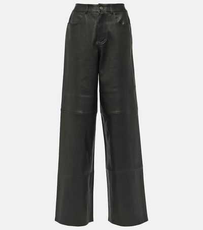 Stouls Stouls High-rise leather wide-leg pants