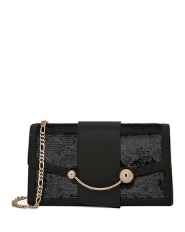 Strathberry Strathberry Crescent Sequin & Leather Crossbody