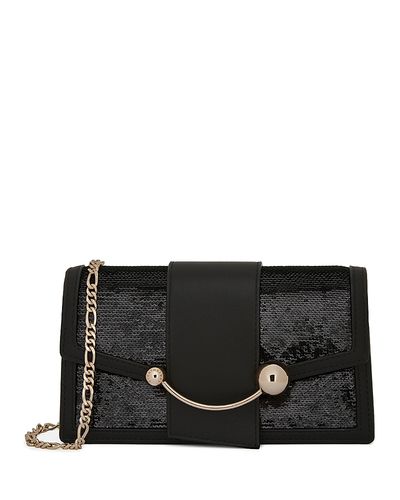 Strathberry Strathberry Crescent Sequin & Leather Crossbody