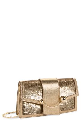 Strathberry Strathberry Crescent Sequin & Leather Trim Crossbody Wallet