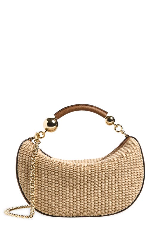 Strathberry Strathberry Mini Crescent Moon Woven Raffia Shoulder Bag