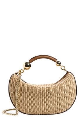 Strathberry Strathberry Mini Crescent Moon Woven Raffia Shoulder Bag
