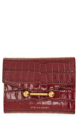 Strathberry Strathberry Mosaic Croc Embossed Leather Trifold Wallet