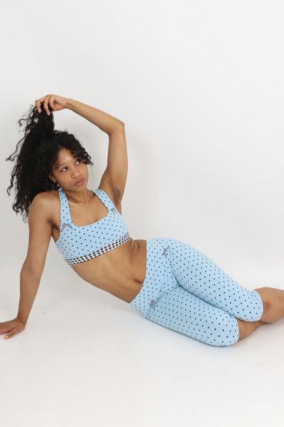 Strawberry Western Strawberry Western Yuki Capri Leggings in Blue Polka Dot, Women's at Urban Outfitters