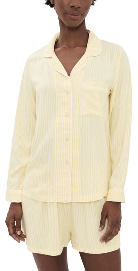 Stripe & Stare Stripe & Stare Ecovero Pajama Top Lemon Sorbet