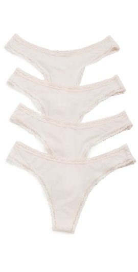 Stripe & Stare Stripe & Stare Thong Panties Four Pack Pink-A-Boo