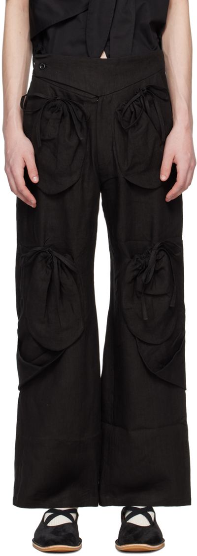 STRONGTHE - Black Pouch Cargo Pants