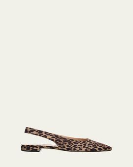 Stuart Weitzman Stassi Leopard Grosgrain Slingback Flats