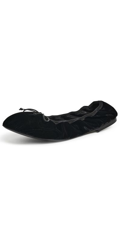 Stuart Weitzman Nia Velvet Ballet Flats Black