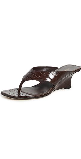 Stuart Weitzman Stuart Weitzman Vinnie Wedge Thong Sandals 50mmm Walnut