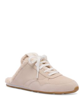 Stuart Weitzman Stuart Weitzman Women's Bond Shearling Trim Suede Mule Flats