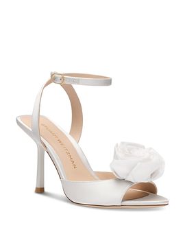 Stuart Weitzman Stuart Weitzman Women's Paloma 85 Satin Peep Toe Sandals