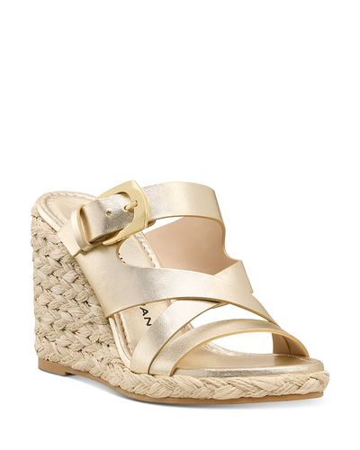 Stuart Weitzman Stuart Weitzman Women's Sai Leather Espadrille Wedge Sandals