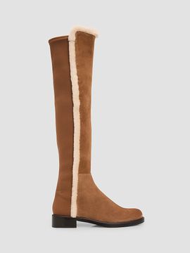 Stuart Weitzman Women's 5050 Cozy Gisele Shearling-Trim Suede Tall Boots