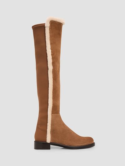 Stuart Weitzman Women's 5050 Cozy Gisele Shearling-Trim Suede Tall Boots