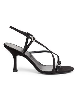 Stuart Weitzman Women's 85MM Crystal-Buckle Suede Strappy Sandals