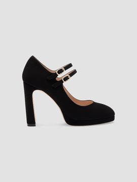 Stuart Weitzman Women's Babette 100MM Suede Platform Mary Janes