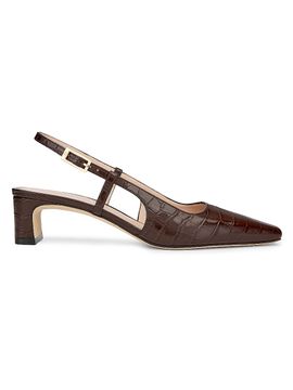 Stuart Weitzman Women's Baby Babette 40MM Croc-Embossed Leather Slingback Pumps