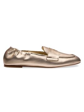 Stuart Weitzman Women's Bryant Elasticized-Back Leather Penny Loafers