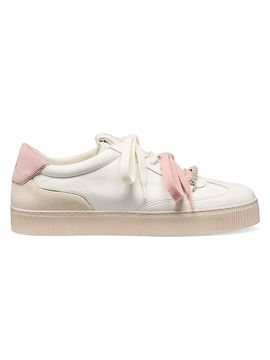 Stuart Weitzman Women's Colton Embellished Leather Low-Top Sneakers
