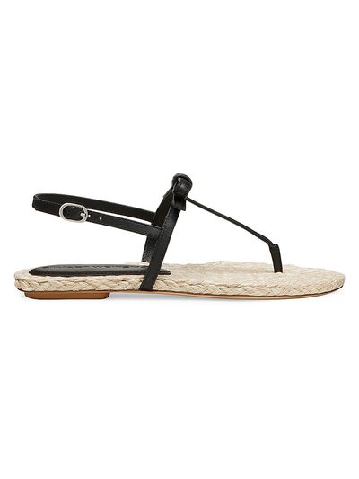 Stuart Weitzman Women's Felicity Bow-Detailed Leather Espadrille T-Strap Sandals