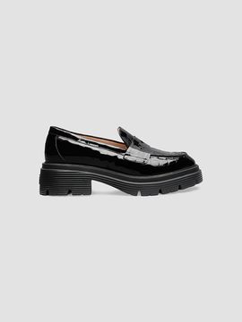 Stuart Weitzman Women's Hudson 20MM Croc-Embossed Patent Leather Penny Loafers
