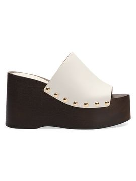 Stuart Weitzman Women's Kate 100MM Leather Clog Slide Sandals