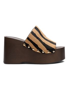 Stuart Weitzman Women's Kate 100MM Zebra-Print Calf Hair Wedge Sandals