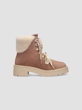 Stuart Weitzman Women's Ren Shearling-Trim Suede Ankle Boots