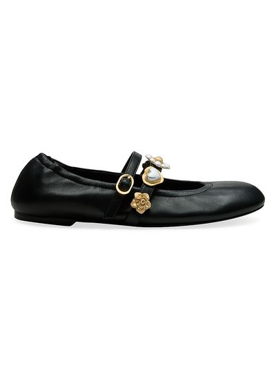 Stuart Weitzman Women's Socharming Leather Mary Jane Ballet Flats