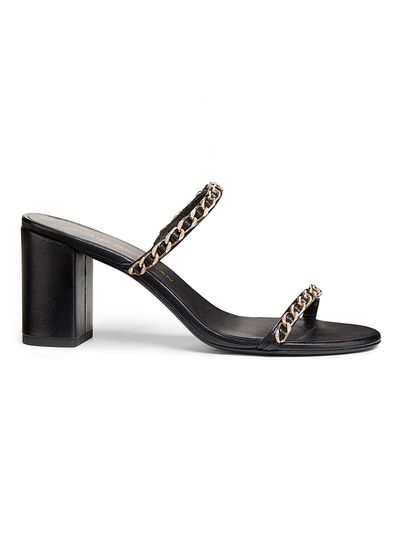 Stuart Weitzman Women's Soluxe 75MM Chain-Strap Leather Sandals