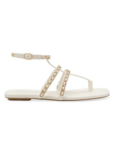 Stuart Weitzman Women's Soluxe Crystal-Embellished Leather Flat Sandals