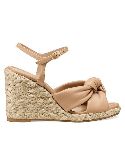 Stuart Weitzman Women's Soplaya 85MM Leather Espadrille Wedge Sandals