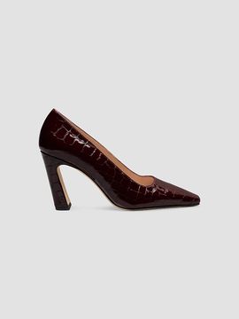 Stuart Weitzman Women's Stassi 85MM Croc-Embossed Patent Leather Pumps