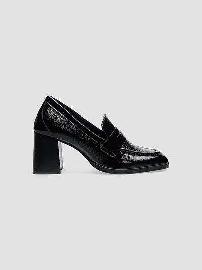 Stuart Weitzman Women's Vera 70MM Crinkled Patent Leather Loafer Pumps