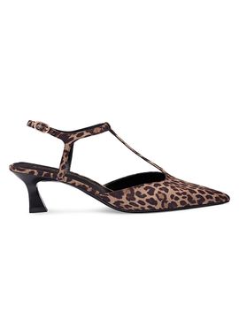 Stuart Weitzman Women's Vinnie 50MM Leopard-Print T-Strap Pumps