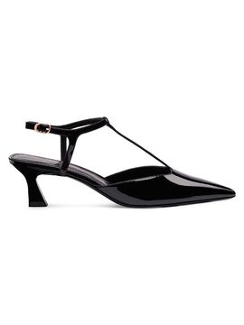 Stuart Weitzman Women's Vinnie 50MM Patent Leather T-Strap Pumps