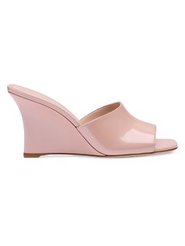 Stuart Weitzman Women's Vinnie 85MM Patent Leather Wedge Mules