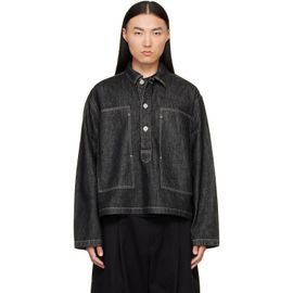 Studio Nicholson Studio Nicholson Black York Denim Polo Shirt
