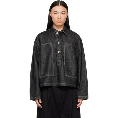 Studio Nicholson Studio Nicholson Black York Denim Polo Shirt