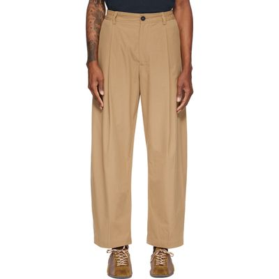 Studio Nicholson Studio Nicholson Tan Shire Cotton Pleated Trousers