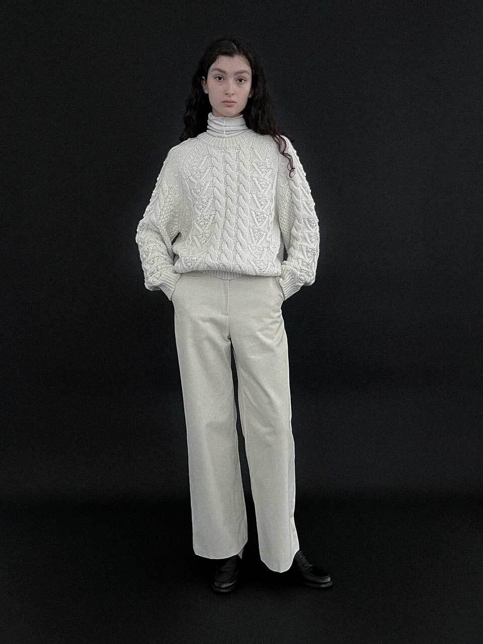 Studio Salt Fleece Lined Straight Cut Relaxed Fit Pants [Beige]