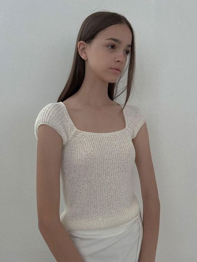 Studio Salt [SALT Label] NUI SQUARE RIBBED KNIT TOP_LIGHT BEIG