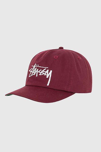 Stussy Stussy Big Stock Mid Depth Cap in Maroon, Men's at Urban Outfitters